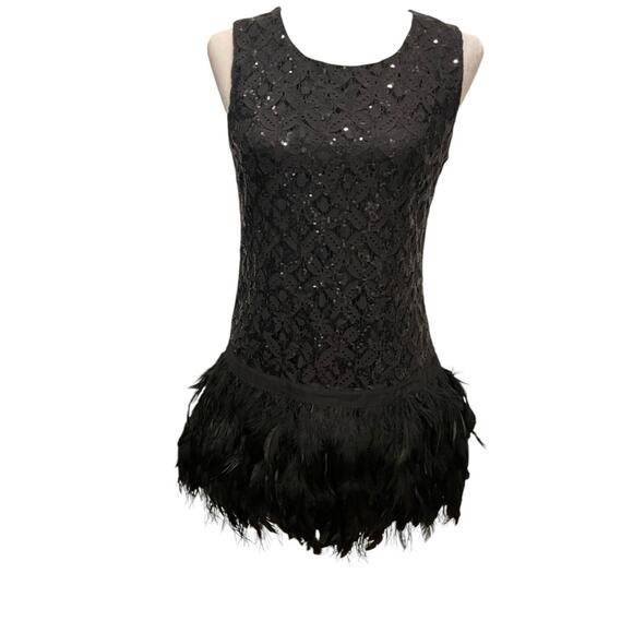 Black Whimsigoth Mini Dress size S Spooky Halloween Sequins Feathers Witch - Picture 6 of 14